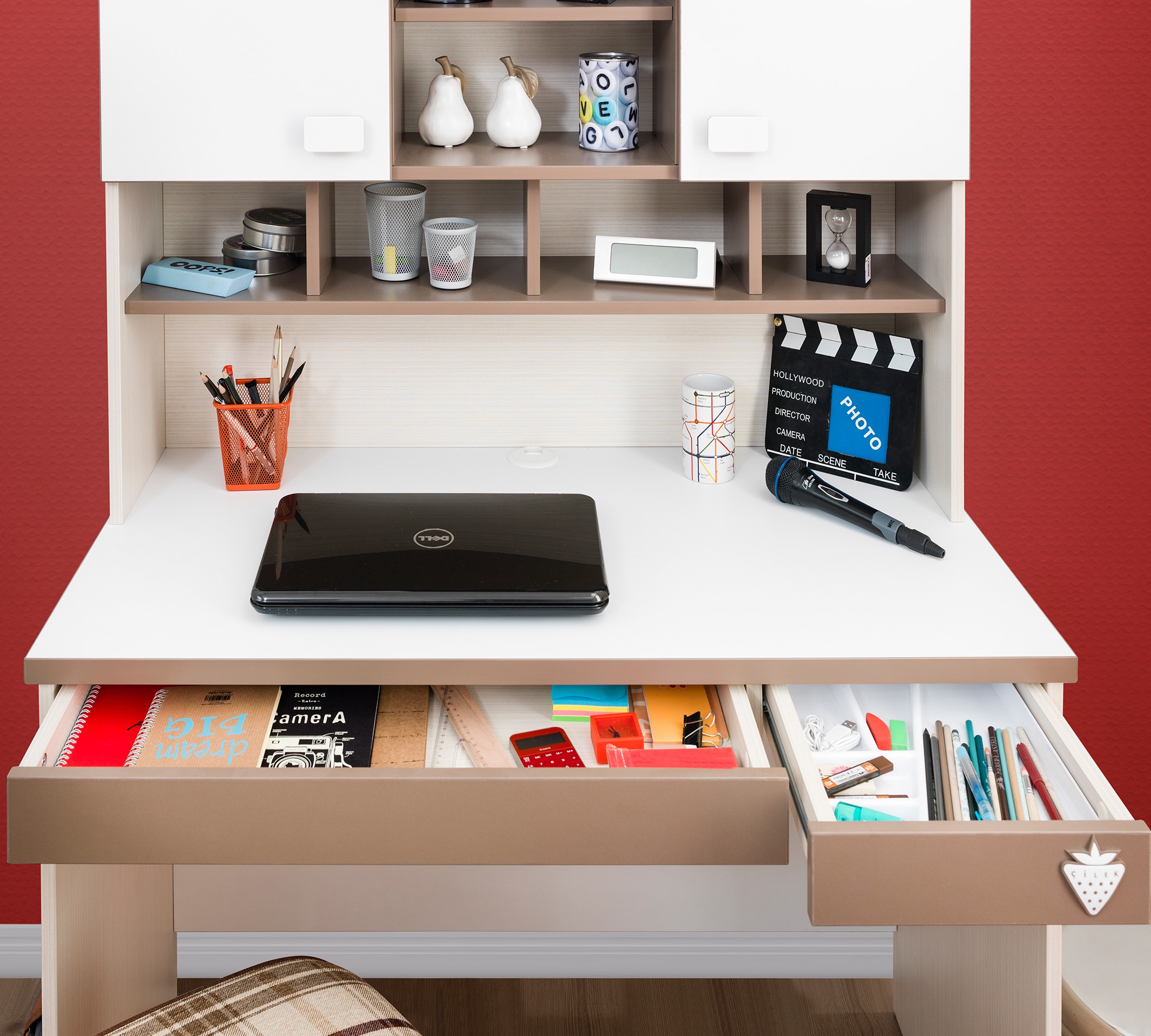 White Chocolate Study desk & Unit / میز تحریر و صندلی وایت چاکلت 1