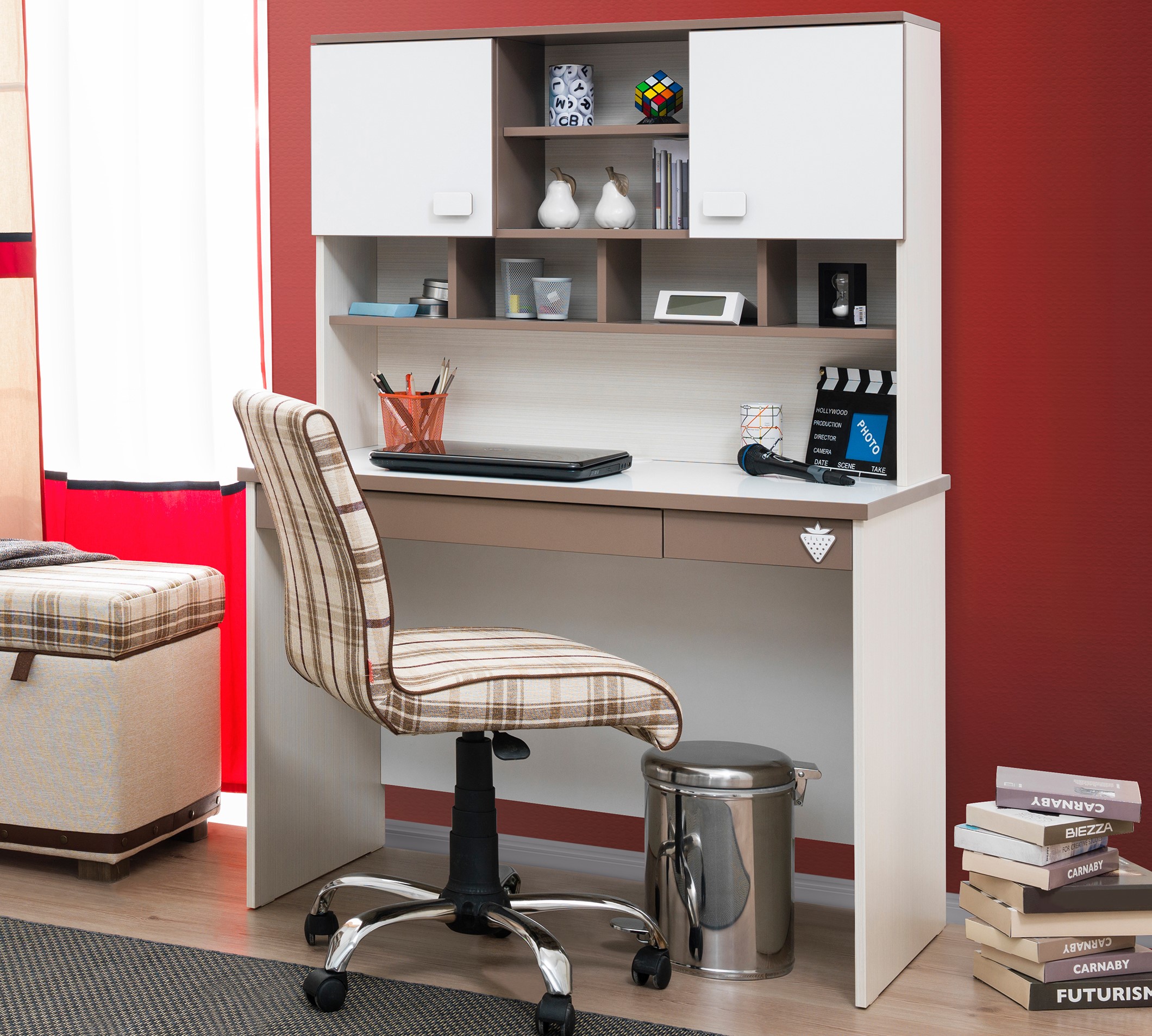 White Chocolate Study desk & Unit / میز تحریر و صندلی وایت چاکلت 2