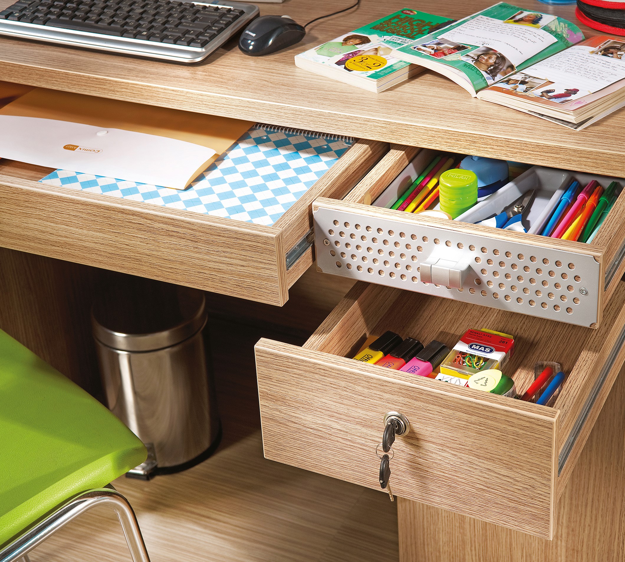 Positive Study desk & Medium Plus Study Unit / میز تحریر و کمد پازیتیو 1