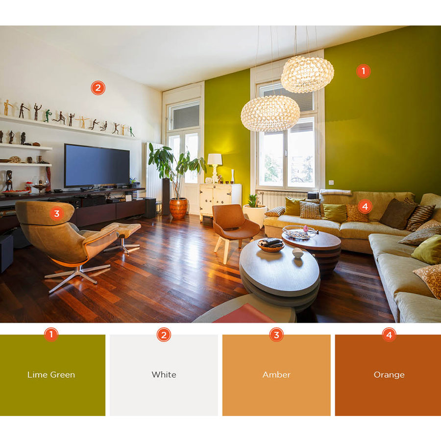 استفاده از رنگ های دلپذیر در دکوراسیون و چیدمان اتاق نشیمن