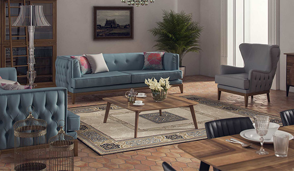 چیدمان مبل راحتی هفت نفره