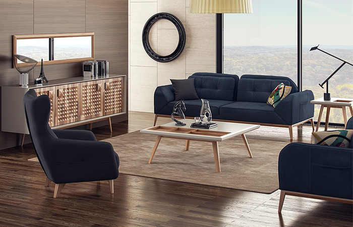 مهمترین اجزای مبل راحتی پارچه و چوب بدنه اند