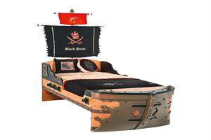 (190*90) Black Pirate Ship Bed