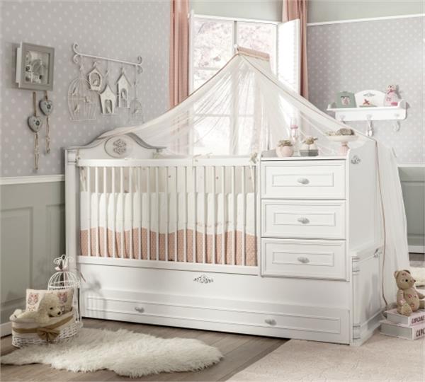 Romantic Convertible Baby Bed (80x180) Cm / تخت تبدیل شو 180*80 بی بی رومانتیک